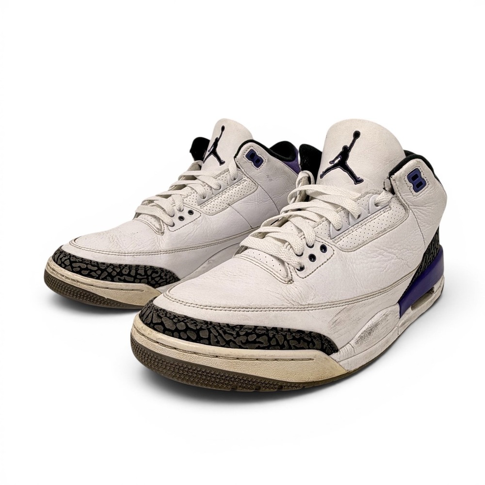 Nike Air Jordan 3 Retro Dark Iris CT8532-105 Size 11.5‎ Used White Purple 2022